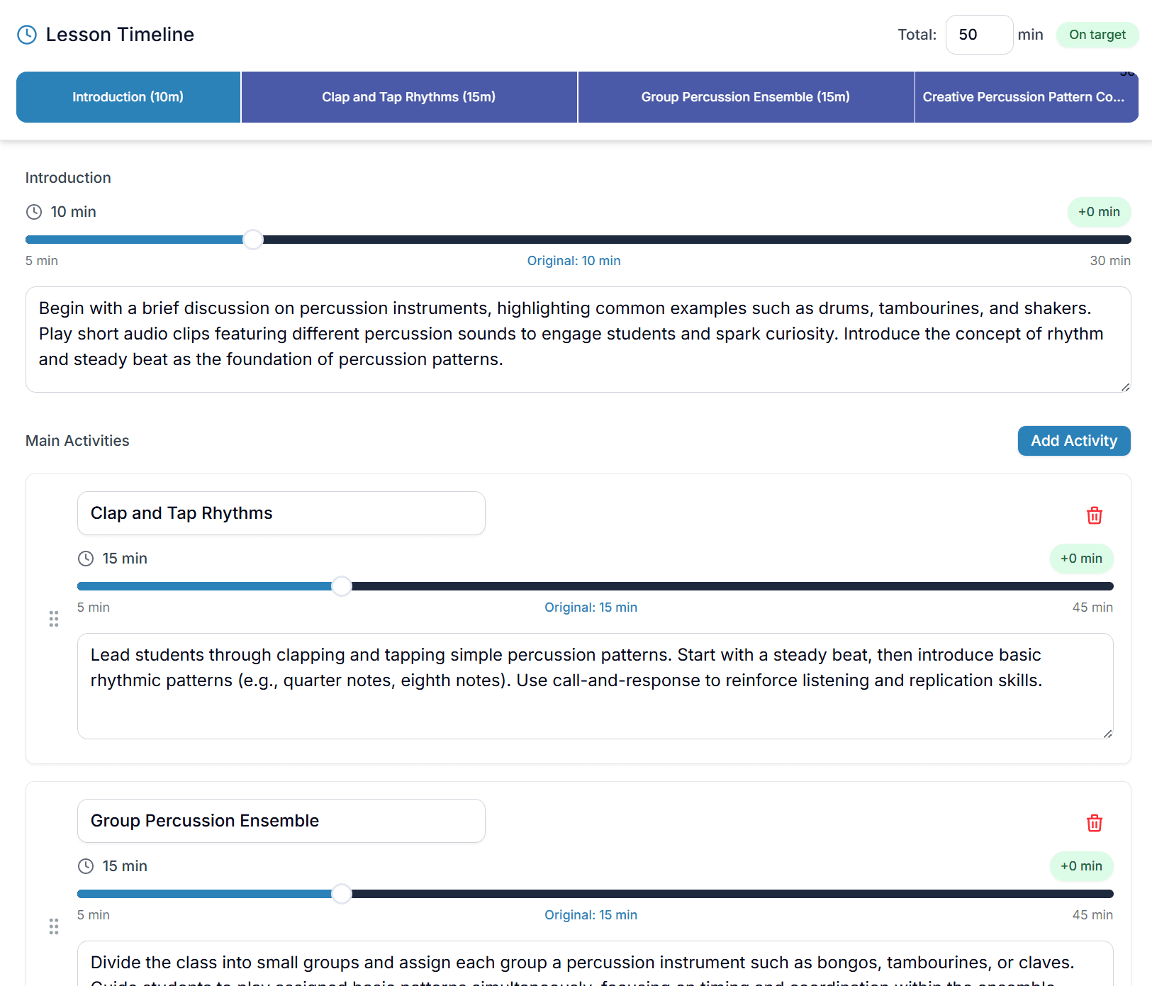Lesson Pacing Controls